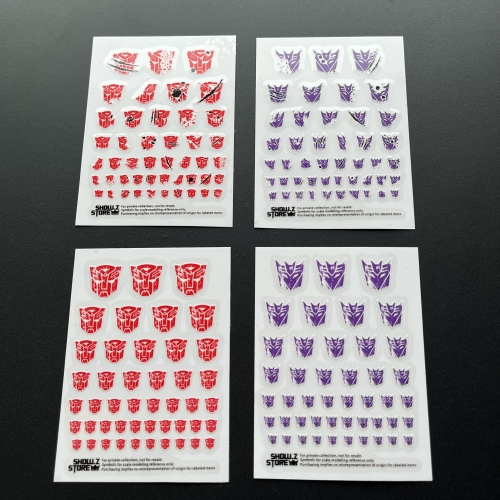 Transformers Symbol Battle Damaged Sticker Set of 4 w/ White Background 2.0 Version