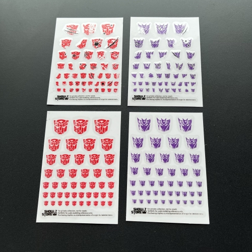 Transformers Symbol Battle Damaged Transparent Sticker Set of 4 2.0 Version