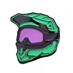 Motorcycle Helmet Metal Badge Green Version